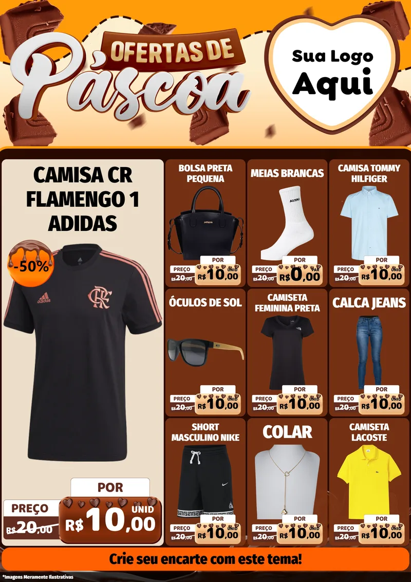 Modelo de Encarte para Encarte A4 Vertical com o tema Ofertas de Páscoa para Roupas e acessórios