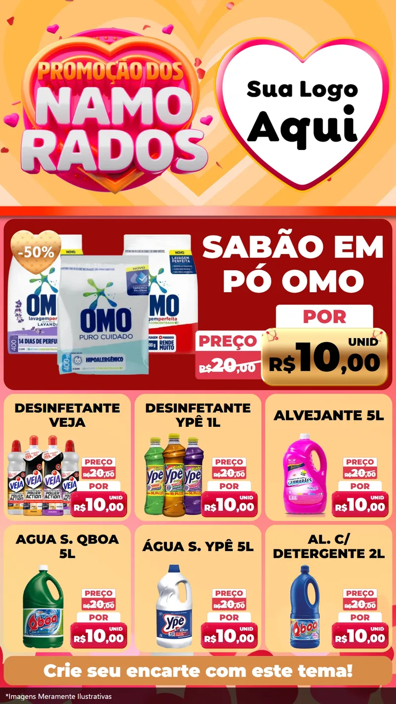 Modelo de Rede Social para Stories com o tema Promoção dos Namorados para Produtos de Limpeza