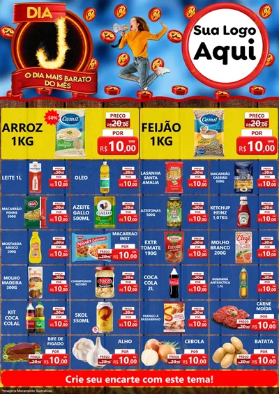 Modelo de Encarte para Encarte A4 Vertical com o tema Dia J - O Dia Mais Barato Do Mês para Supermercado