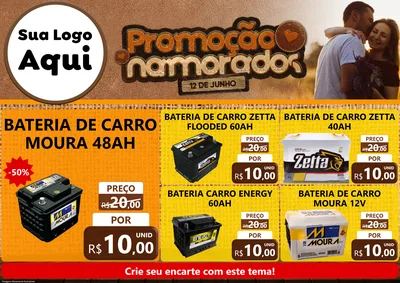 Modelo de Encarte para Encarte A4 Horizontal com o tema Promoção Namorados para Baterias Elétricas