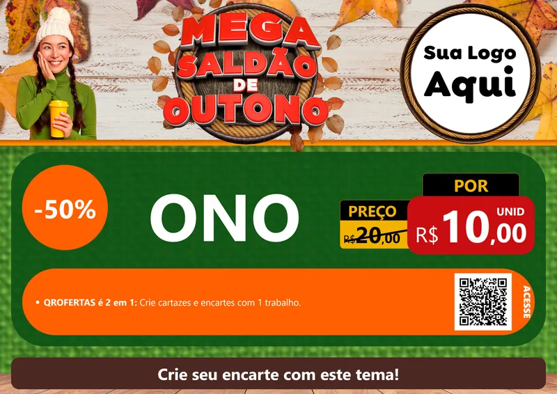 Modelo de Cartaz para Cartaz A4 Horizontal com o tema Mega Saldão de Outono para Óticas