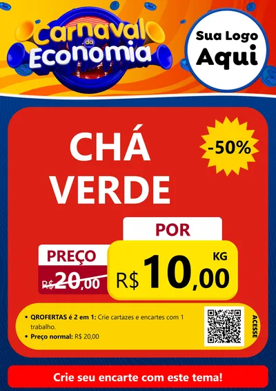 Modelo de Cartaz para Cartaz A4 Vertical com o tema Carnaval da Economia para Produtos Naturais