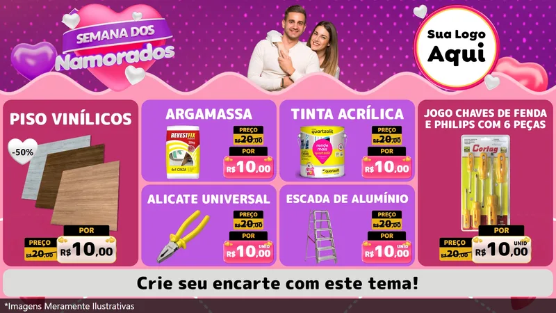 Modelo de TV para TV Horizontal com o tema Semana dos Namorados para Material para Construção