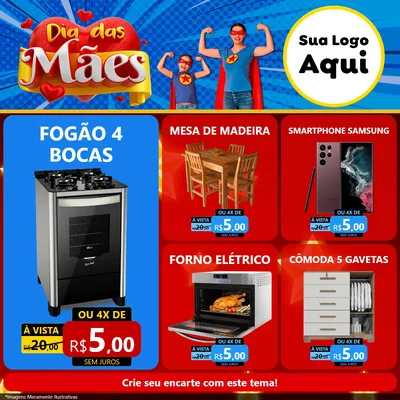 Modelo de Rede Social para Feed Facebook com o tema Dia das Mães para Móveis e Eletro