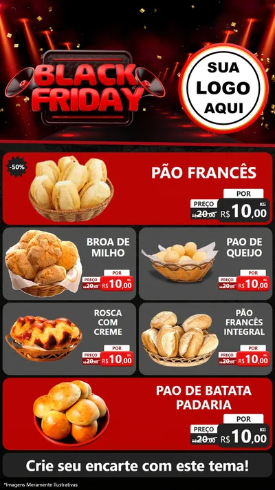 Modelo de TV para TV Vertical com o tema Black Friday para Padaria