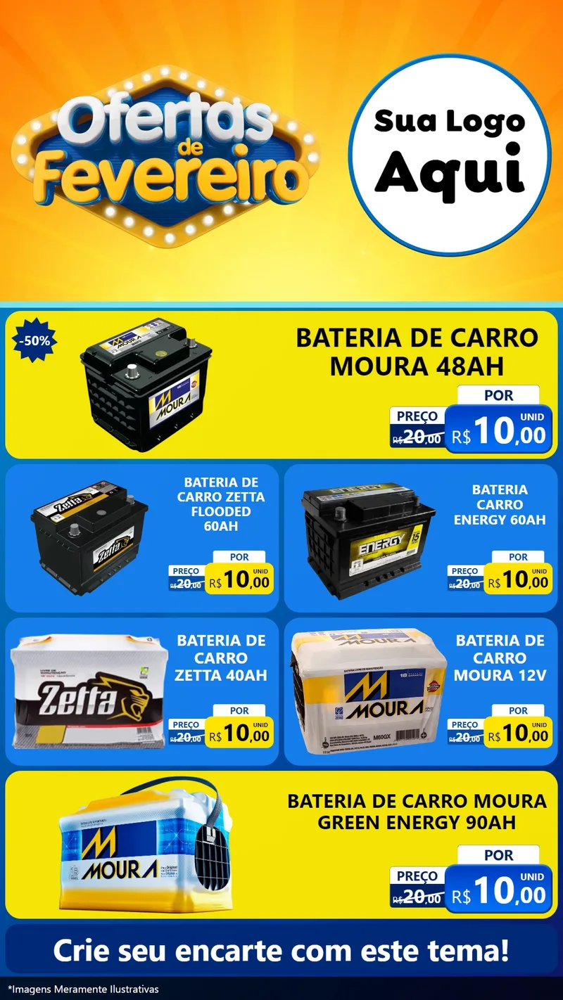 Modelo de TV para TV Vertical com o tema Ofertas de Fevereiro para Baterias Elétricas