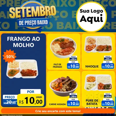 Modelo de Rede Social para Feed Facebook com o tema Setembro De Preço Baixo para Restaurante