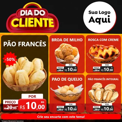 Modelo de Rede Social para Feed Facebook com o tema Dia do Cliente para Padaria