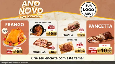 Modelo de TV para TV Horizontal com o tema Ano Novo Com Economia para Assados