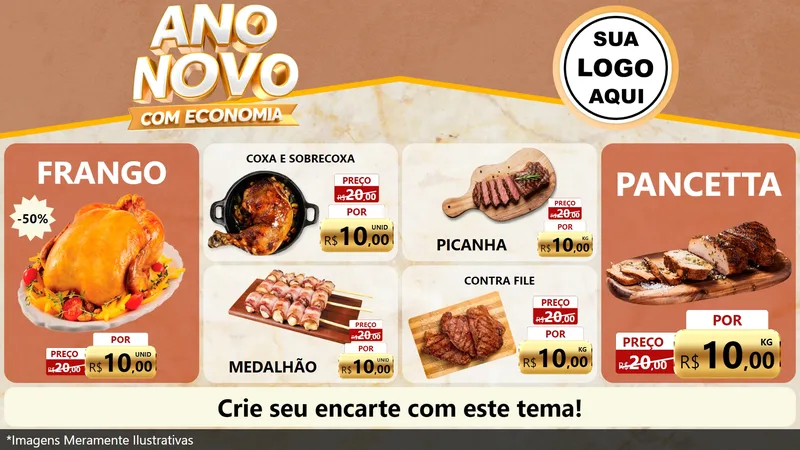 Modelo de TV para TV Horizontal com o tema Ano Novo Com Economia para Assados
