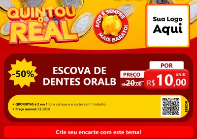 Modelo de Cartaz para Cartaz A4 Horizontal com o tema Quintou do Real para Higiene Pessoal