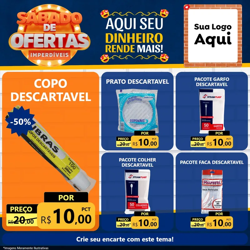 Modelo de Rede Social para Feed Facebook com o tema Sábado de Ofertas Imperdíveis para Embalagens