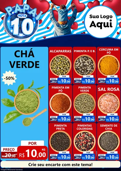 Modelo de Encarte para Encarte A4 Vertical com o tema Papai Nota 10 para Produtos Naturais
