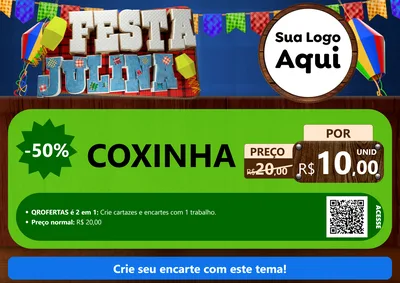 Modelo de Cartaz para Cartaz A4 Horizontal com o tema Festa Julina para Salgadaria
