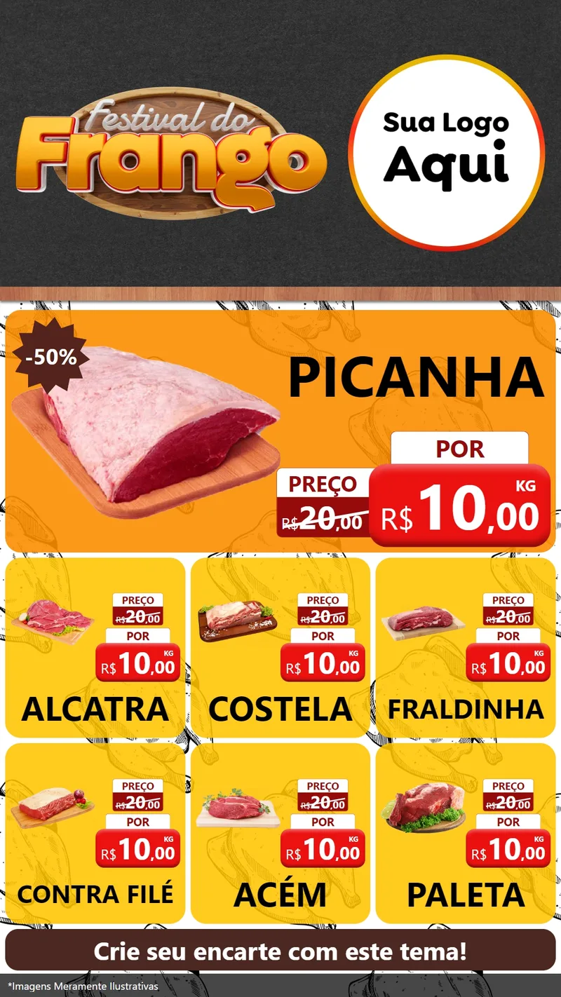 Modelo de Rede Social para Stories com o tema Festival do Frango para Açougue