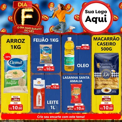 Modelo de Rede Social para Feed Facebook com o tema Dia F - O Dia Mais Barato Do Mês para Supermercado