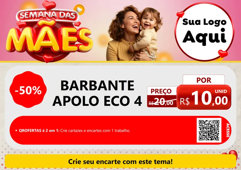 Modelo de Cartaz para Cartaz A4 Horizontal com o tema Semana das Mães para Armarinho e Aviamentos