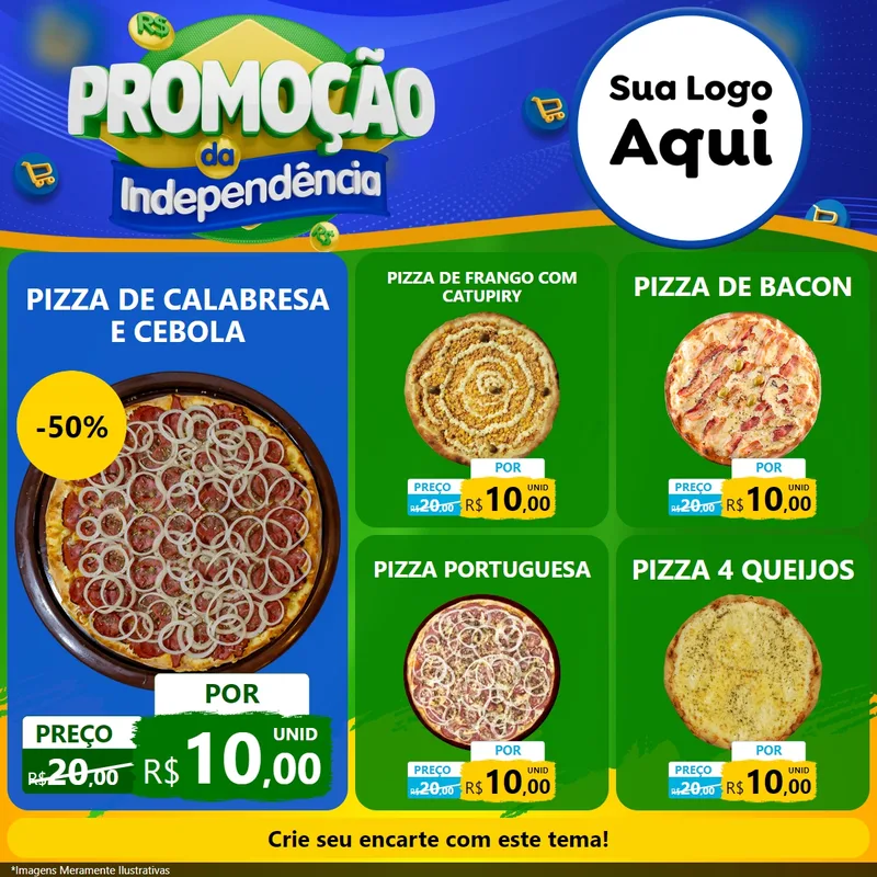 Modelo de Rede Social para Feed Facebook com o tema Promoção da Independência para Pizzaria