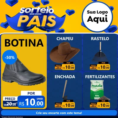 Modelo de Rede Social para Feed Facebook com o tema Sorteio Dia dos Pais para Agropecuária