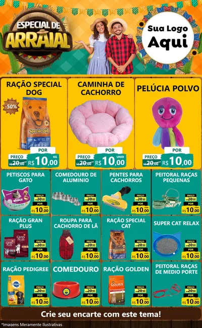 Modelo de Encarte para Encarte Grande com o tema Especial De Arraial para Pet Shop