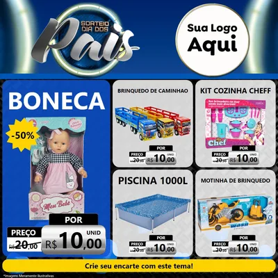 Modelo de Rede Social para Feed Facebook com o tema Sorteio Dia Dos Pais para Brinquedos