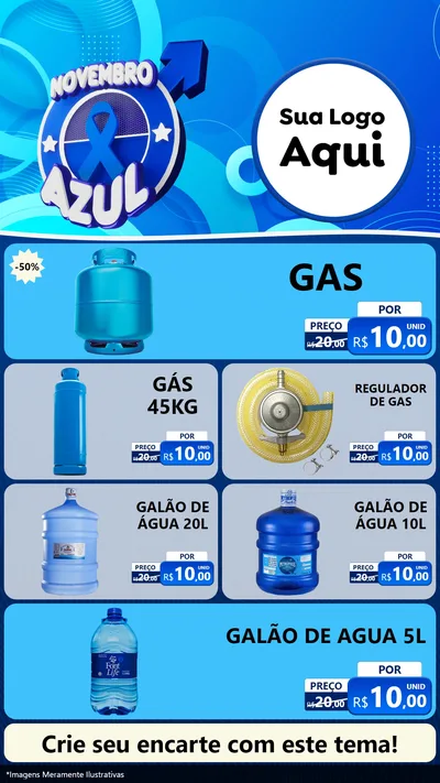 Modelo de TV para TV Vertical com o tema Novembro Azul para Água e gás