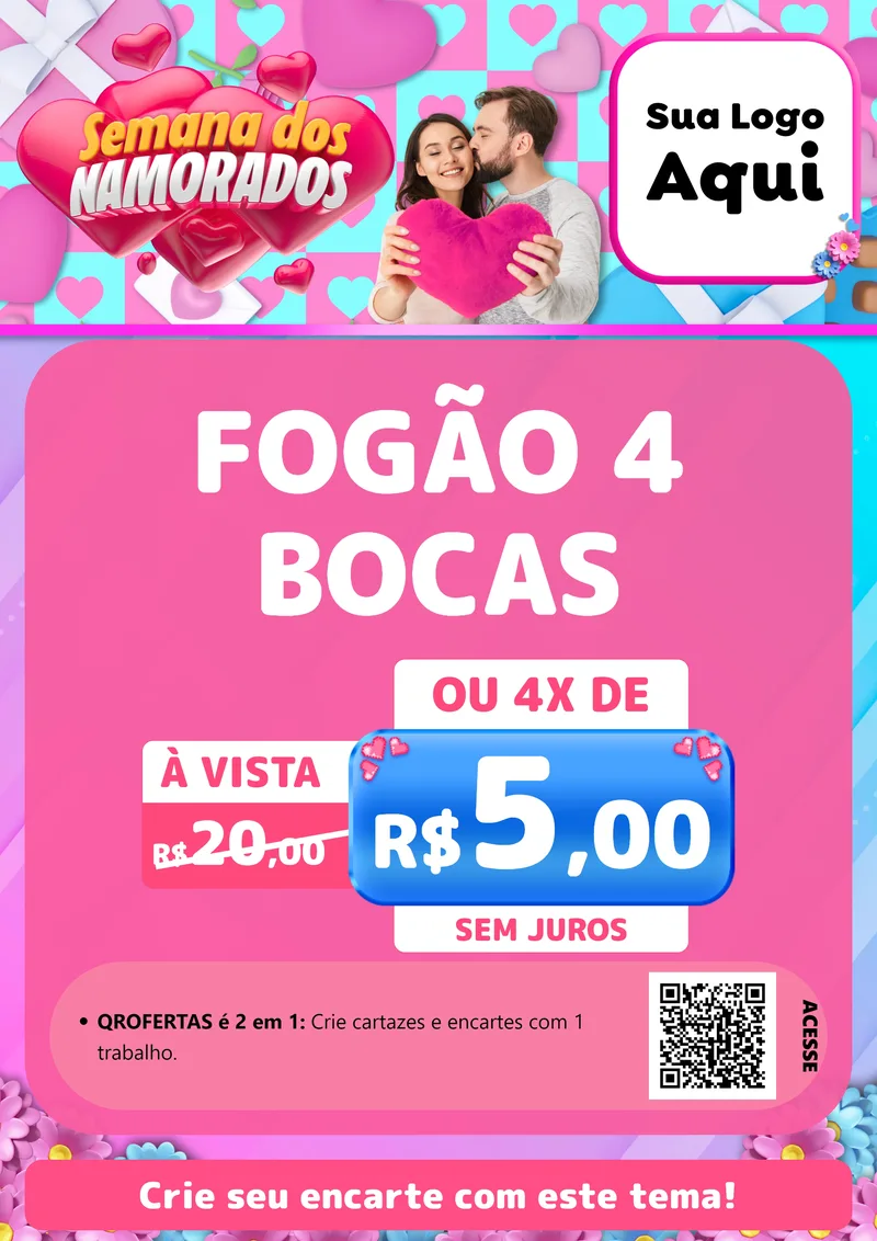 Modelo de Cartaz para Cartaz A4 Vertical com o tema Semana dos Namorados para Móveis e Eletro