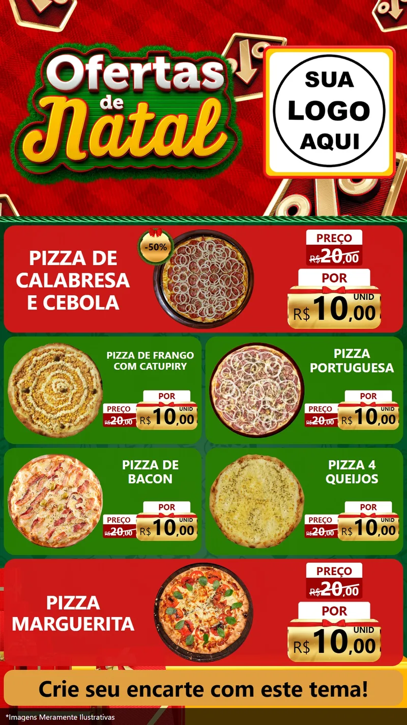 Modelo de TV para TV Vertical com o tema Ofertas de Natal para Pizzaria