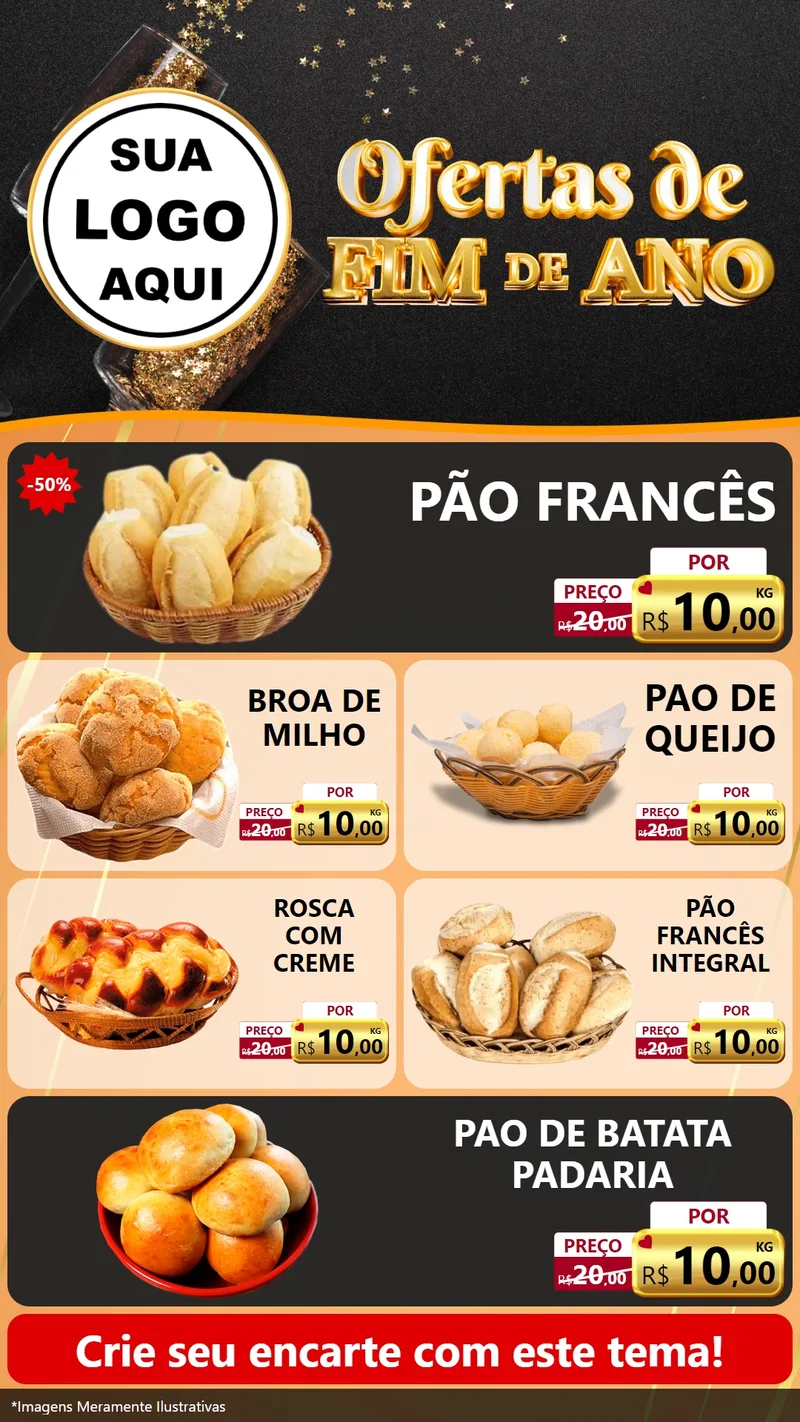 Modelo de TV para TV Vertical com o tema Ofertas de Fim de Ano para Padaria