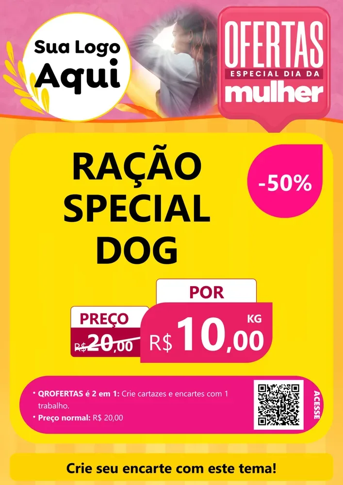 Modelo de Cartaz para Cartaz A4 Vertical com o tema Ofertas - Especial Dia Das Mulheres para Pet Shop