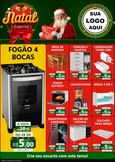 Modelo de Encarte para Encarte A4 Vertical com o tema Natal Especial para Móveis e Eletro