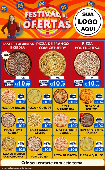 Modelo de Encarte para Encarte Grande com o tema Festival de Ofertas para Pizzaria