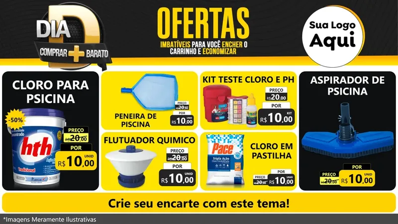 Modelo de TV para TV Horizontal com o tema Dia D Mais Economia para Produtos para Piscina