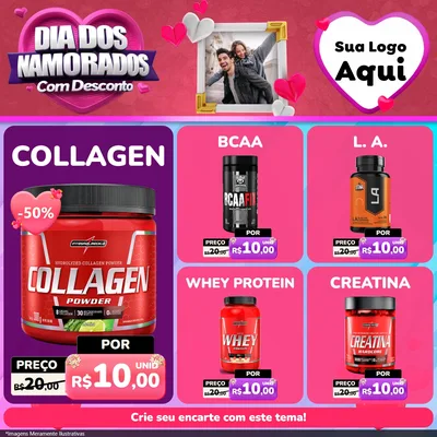 Modelo de Rede Social para Feed Facebook com o tema Dia Dos Namorados Com Desconto para Suplementos alimentares