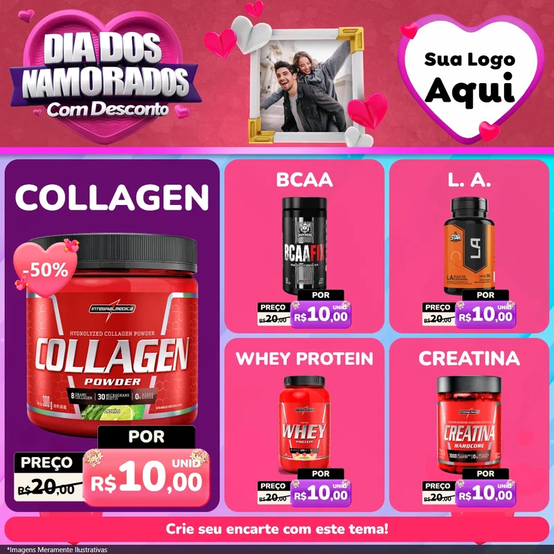 Modelo de Rede Social para Feed Facebook com o tema Dia Dos Namorados Com Desconto para Suplementos alimentares