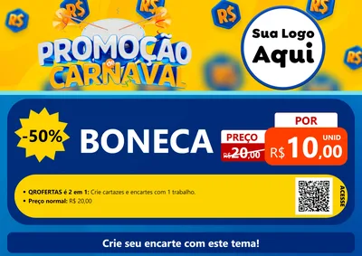 Modelo de Cartaz para Cartaz A4 Horizontal com o tema Promoção de Carnaval para Brinquedos