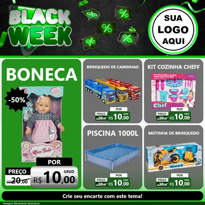 Modelo de Rede Social para Feed Facebook com o tema Black Week para Brinquedos