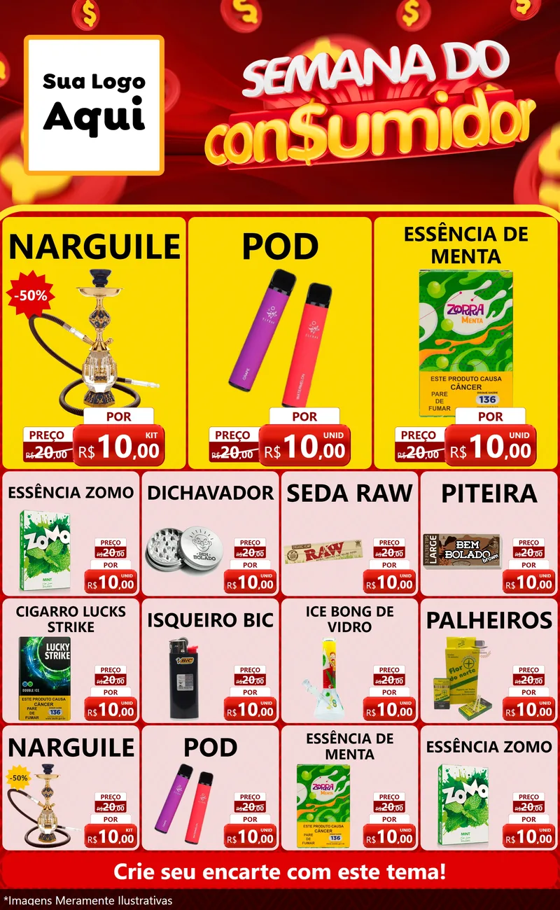 Modelo de Encarte para Encarte Grande com o tema Semana do Consumidor para Tabacaria