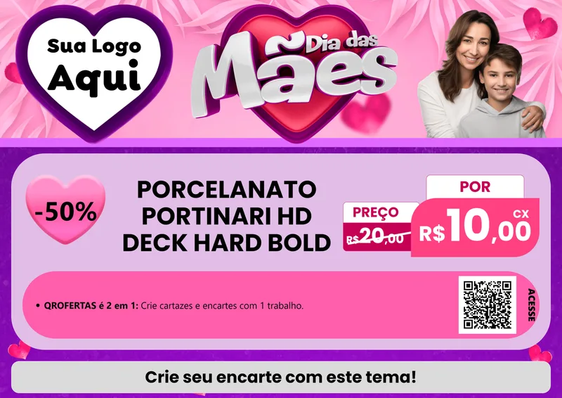 Modelo de Cartaz para Cartaz A4 Horizontal com o tema Dia das Mães para Pisos e revestimentos