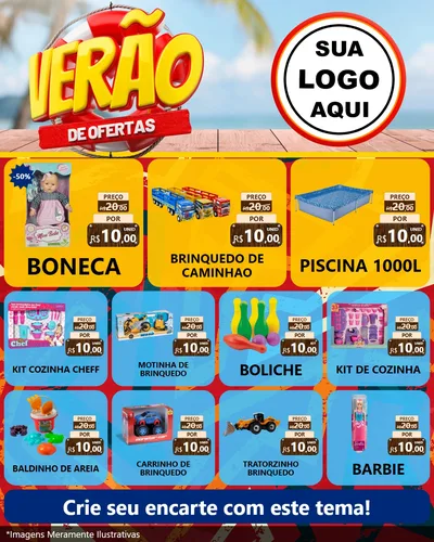 Modelo de Rede Social para Feed Instagram com o tema Verão de Ofertas para Brinquedos