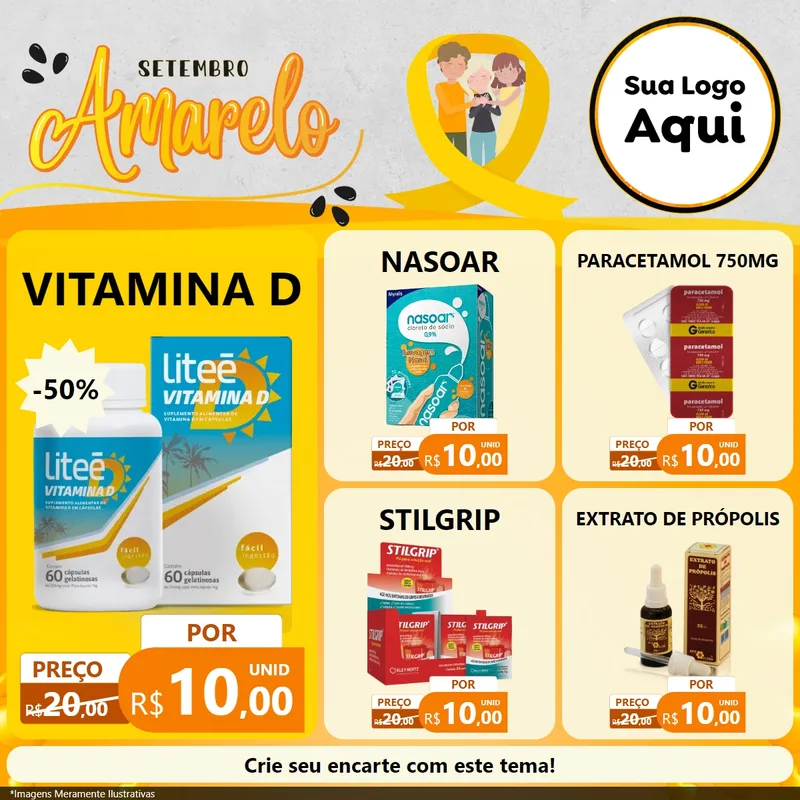 Modelo de Rede Social para Feed Facebook com o tema Setembro Amarelo para Farmácia