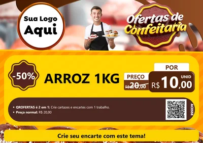 Modelo de Cartaz para Cartaz A4 Horizontal com o tema Ofertas de Confeitaria para Supermercado