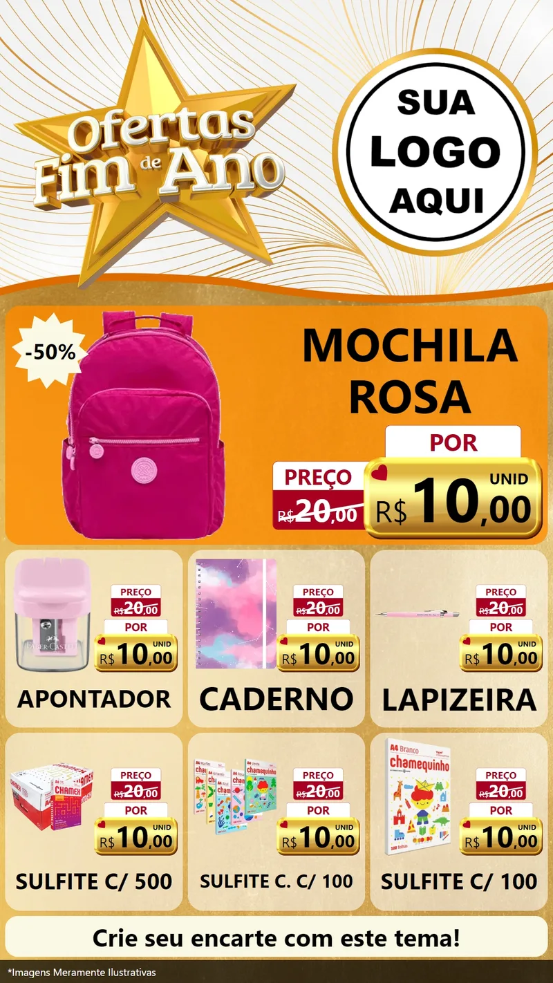 Modelo de Rede Social para Stories com o tema Ofertas Fim de Ano para Papelaria