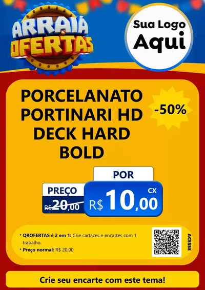 Modelo de Cartaz para Cartaz A4 Vertical com o tema Arraiá de Ofertas - Junina para Pisos e revestimentos