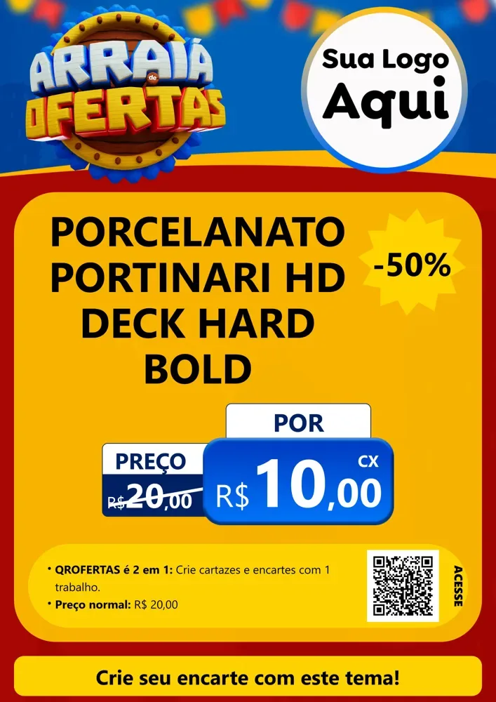 Modelo de Cartaz para Cartaz A4 Vertical com o tema Arraiá de Ofertas - Junina para Pisos e revestimentos