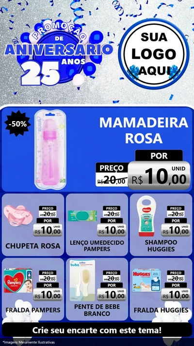 Modelo de Rede Social para Stories com o tema Promoção de Aniversário - 25 Anos para Bebês