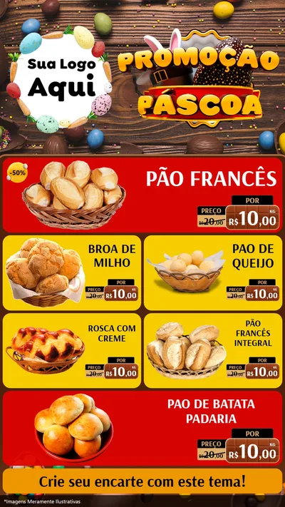 Modelo de TV para TV Vertical com o tema Promoção Páscoa para Padaria