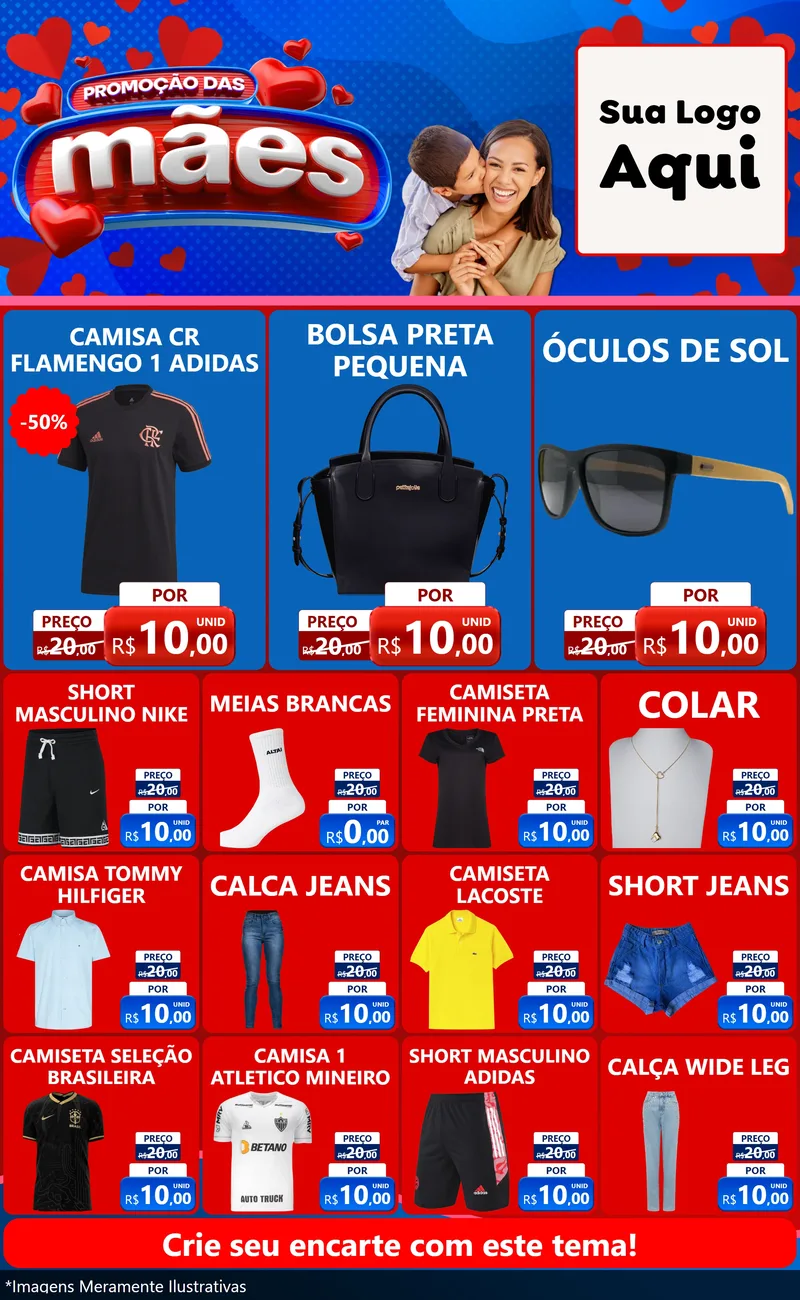 Modelo de Encarte para Encarte Grande com o tema Promoção das Mães para Roupas e acessórios
