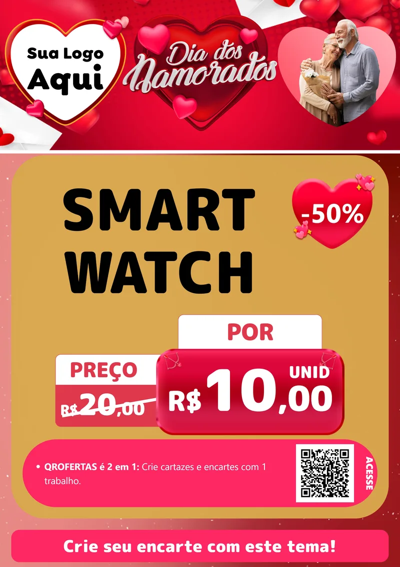 Modelo de Cartaz para Cartaz A4 Vertical com o tema Dia Dos Namorados para Informática