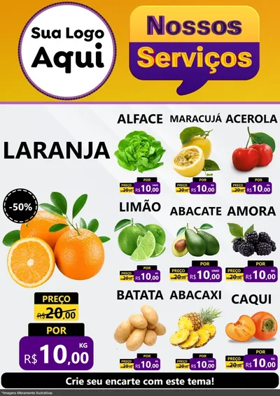 Modelo de Encarte para Encarte A4 Vertical com o tema Nossos Serviços para Hortifrúti